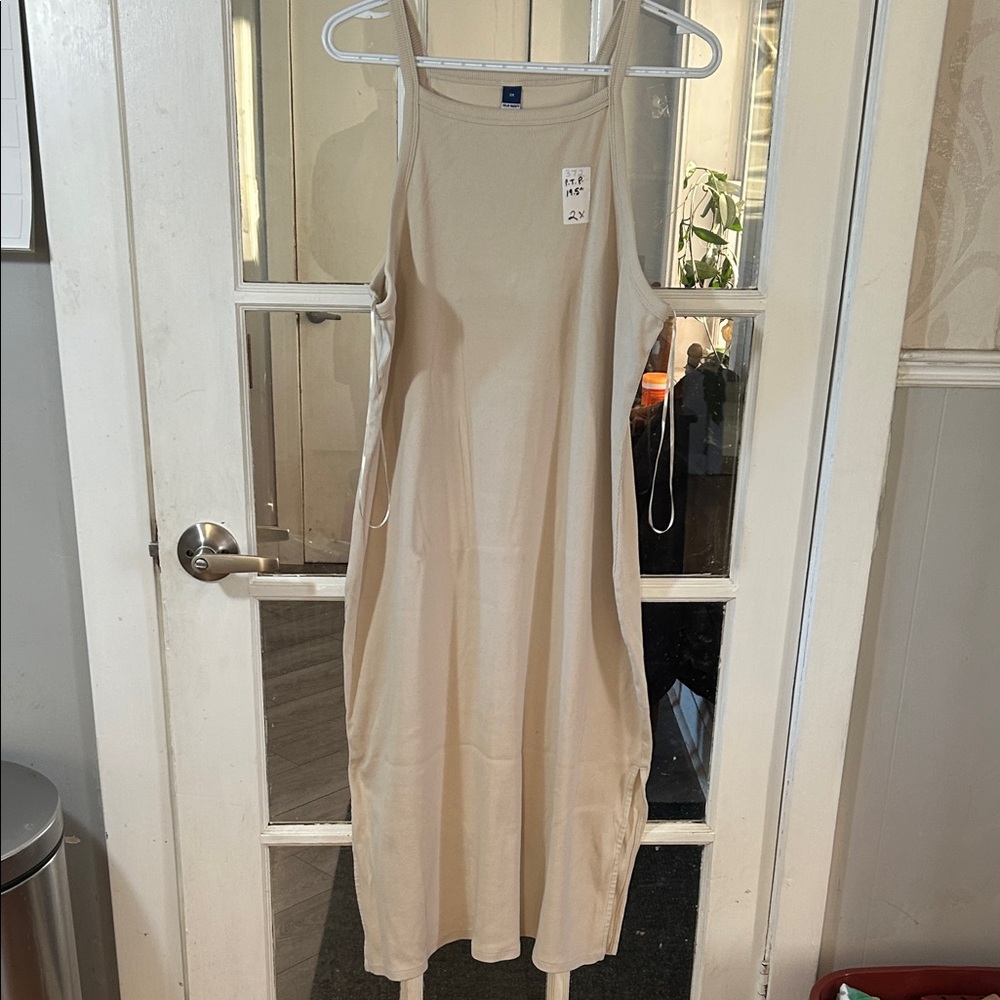 372.    Old Navy Cream Ribbed Dress